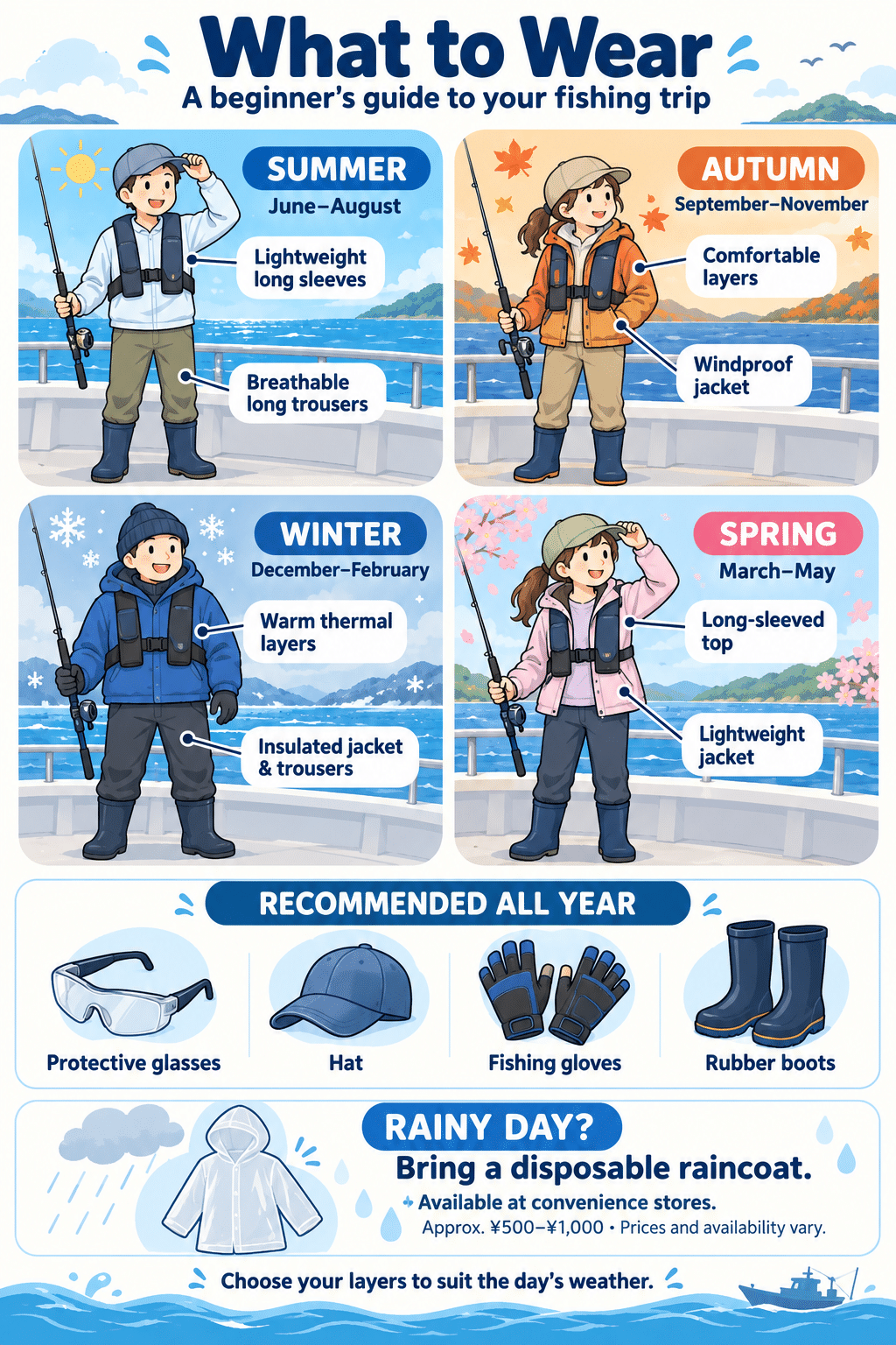 Seasonal fishing clothing and recommended items guide